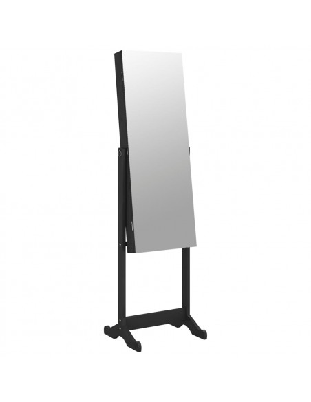 Armadio Portagioie Specchio Autoportante Nero 42x38x152 cm