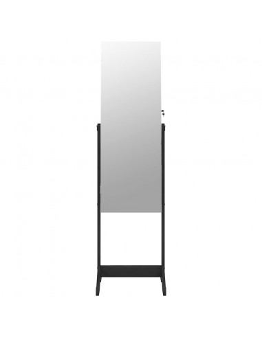 Armadio Portagioie Specchio Autoportante Nero 42x38x152 cm