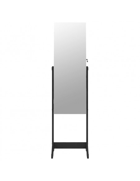 Armadio Portagioie Specchio Autoportante Nero 42x38x152 cm