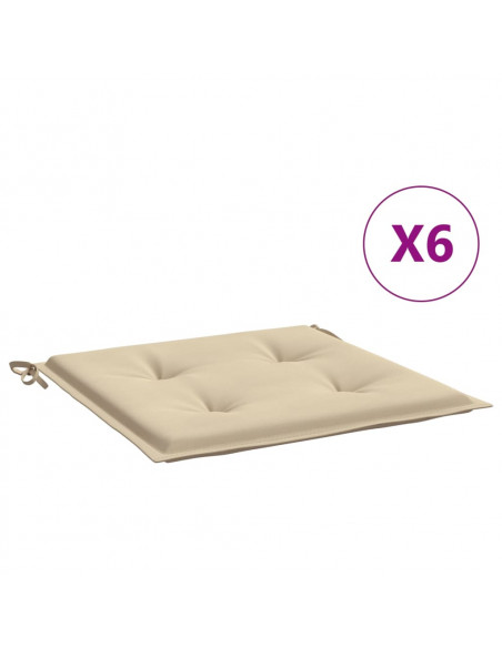 Cuscini per Sedia 6 pz Beige 50x50x3 cm in Tessuto Oxford