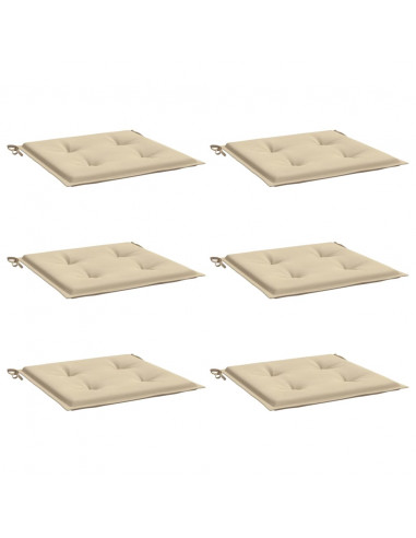 Cuscini per Sedia 6 pz Beige 50x50x3 cm in Tessuto Oxford
