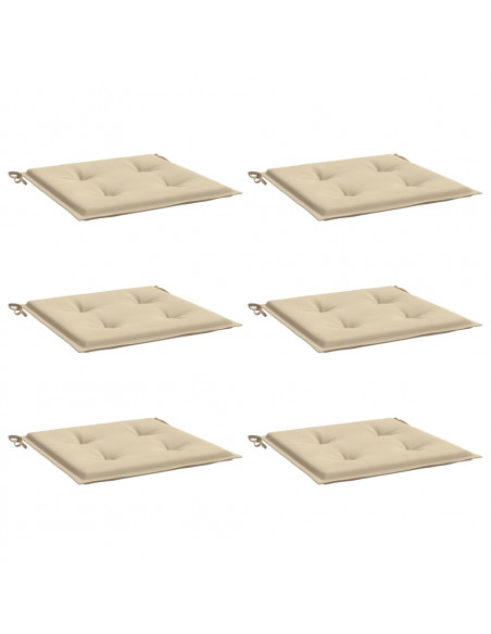 Cuscini per Sedia 6 pz Beige 50x50x3 cm in Tessuto Oxford