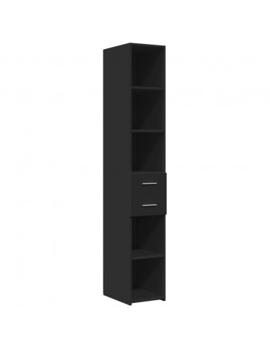 Credenza Nera 30x42,5x185 cm in Legno Multistrato