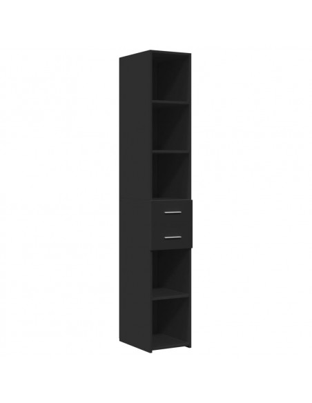 Credenza Nera 30x42,5x185 cm in Legno Multistrato