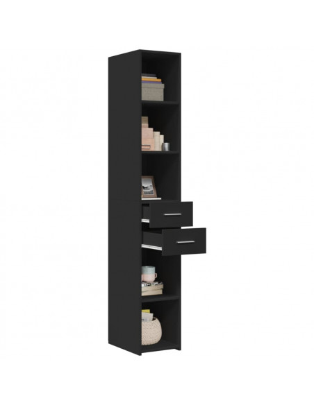 Credenza Nera 30x42,5x185 cm in Legno Multistrato