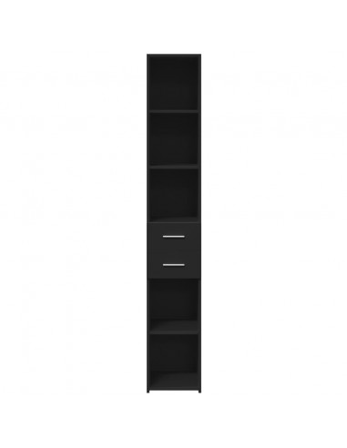 Credenza Nera 30x42,5x185 cm in Legno Multistrato