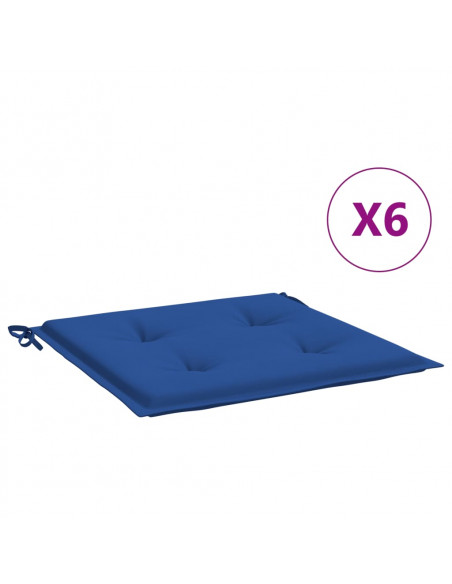 Cuscini per Sedia 6 pz Blu Reale 50x50x3 cm in Tessuto Oxford