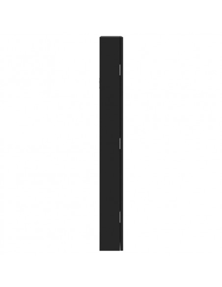 Armadio Portagioie con Specchio a Muro Nero 37,5x10x90 cm