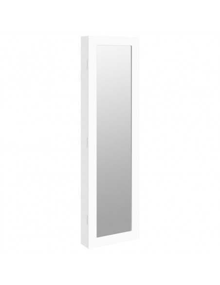 Armadio Portagioie con Specchio a Muro Bianco 30x8,5x106 cm
