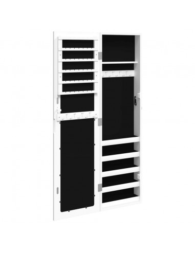Armadio Portagioie con Specchio a Muro Bianco 30x8,5x106 cm