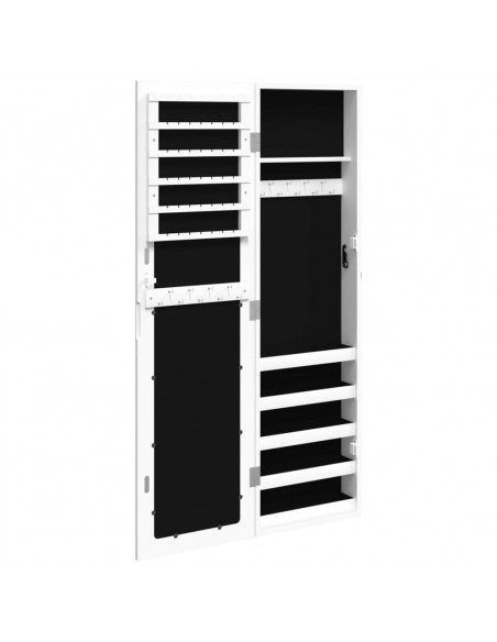 Armadio Portagioie con Specchio a Muro Bianco 30x8,5x106 cm