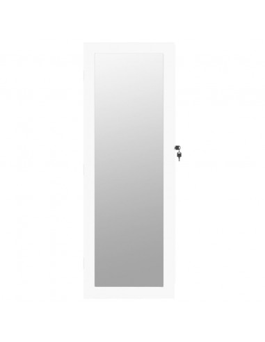 Armadio Portagioie con Specchio a Muro Bianco 37,5x10x106 cm