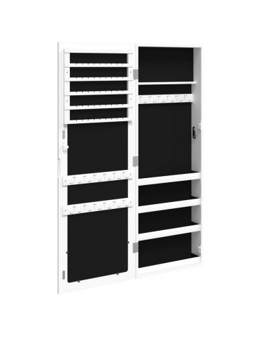 Armadio Portagioie con Specchio a Muro Bianco 37,5x10x106 cm