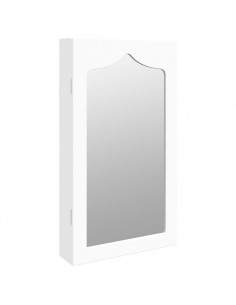 Armadio Portagioie con Specchio a Muro Bianco 37,5x10x67 cm 2