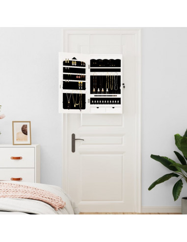 Armadio Portagioie con Specchio a Muro Bianco 37,5x10x67 cm