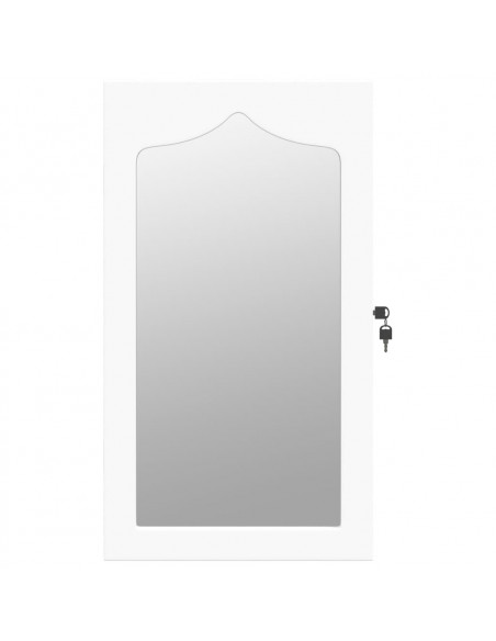 Armadio Portagioie con Specchio a Muro Bianco 37,5x10x67 cm