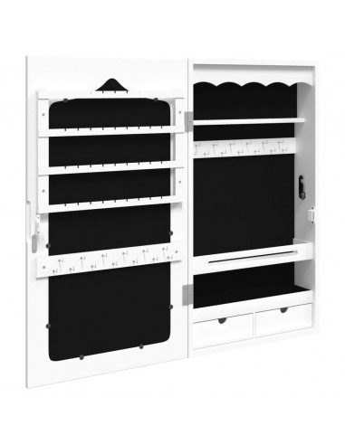 Armadio Portagioie con Specchio a Muro Bianco 37,5x10x67 cm