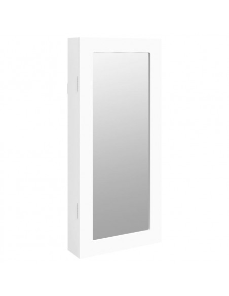 Armadio Portagioie con Specchio a Muro Bianco 30x8,5x67 cm