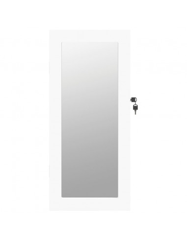 Armadio Portagioie con Specchio a Muro Bianco 30x8,5x67 cm