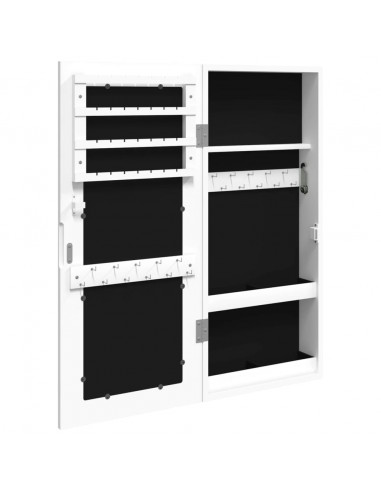 Armadio Portagioie con Specchio a Muro Bianco 30x8,5x67 cm