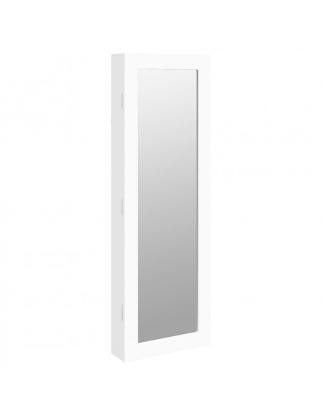 Armadio Portagioie con Specchio a Muro Bianco 30x8,5x90 cm