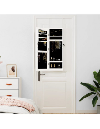 Armadio Portagioie con Specchio a Muro Bianco 30x8,5x90 cm