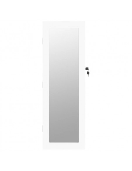 Armadio Portagioie con Specchio a Muro Bianco 30x8,5x90 cm