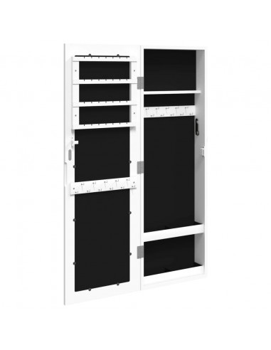 Armadio Portagioie con Specchio a Muro Bianco 30x8,5x90 cm