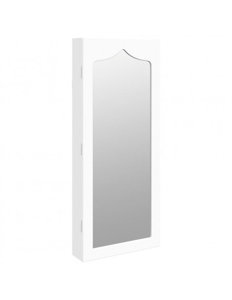 Armadio Portagioie con Specchio a Muro Bianco 37,5x10x90 cm