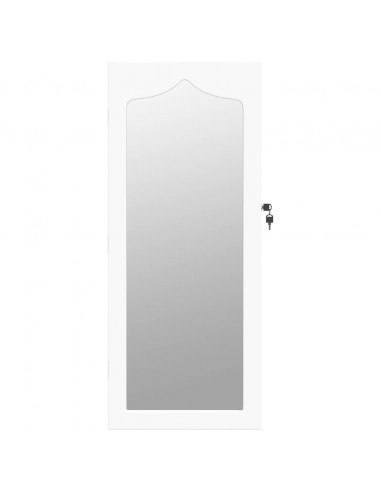 Armadio Portagioie con Specchio a Muro Bianco 37,5x10x90 cm