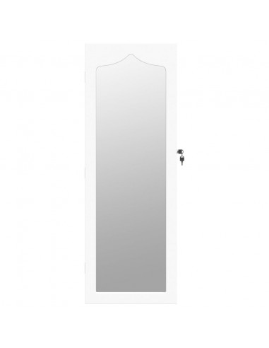 Armadio Portagioie con Specchio a Muro Bianco 37,5x10x106 cm