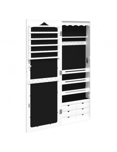 Armadio Portagioie con Specchio a Muro Bianco 37,5x10x106 cm