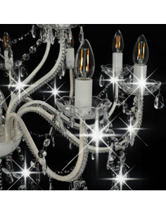 Candelabro a 2 Livelli Bianco 15 Lampadine E14