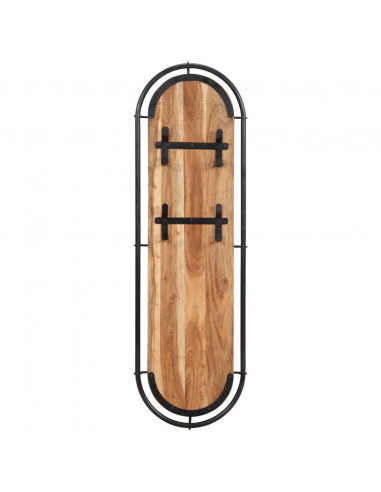 Appendiabiti da Parete con 4 Ganci 2pz Legno Massello Acacia