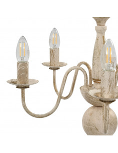 Candelabro Stile Anticato Bianco 5 Lampadine E14