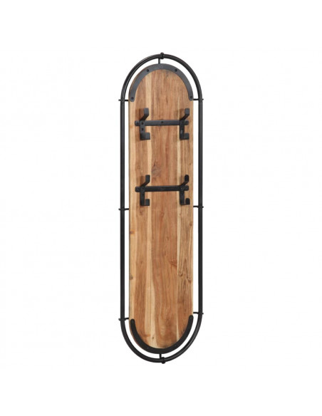 Appendiabiti da Parete con 4 Ganci 2pz Legno Massello Acacia