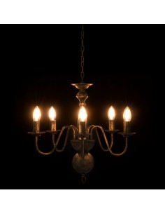 Candelabro Stile Anticato Nero 5 Lampadine E14