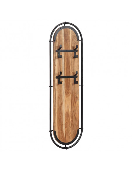 Appendiabiti da Parete con 4 Ganci 2pz Legno Massello Acacia
