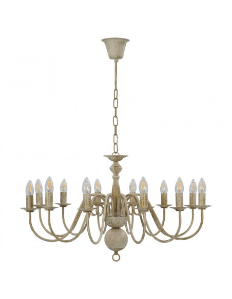 Candelabro Stile Anticato Bianco 12 Lampadine E14