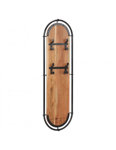Appendiabiti da Parete con 4 Ganci 2pz Legno Massello Acacia