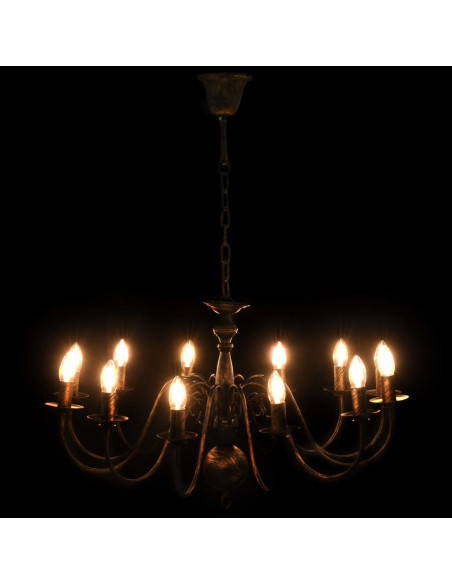 Candelabro Stile Anticato Nero 12 Lampadine E14