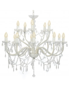 Candelabro a 2 Livelli Bianco 15 Lampadine E14 2