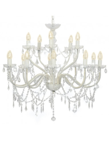 Candelabro a 2 Livelli Bianco 15 Lampadine E14