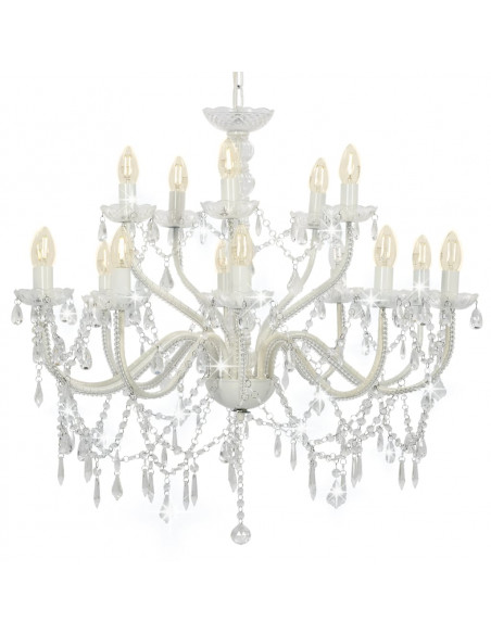 Candelabro a 2 Livelli Bianco 15 Lampadine E14