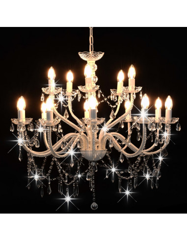 Candelabro a 2 Livelli Bianco 15 Lampadine E14