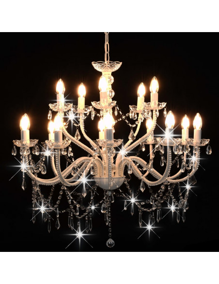 Candelabro a 2 Livelli Bianco 15 Lampadine E14