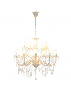 Candelabro a 2 Livelli Bianco 15 Lampadine E14 2