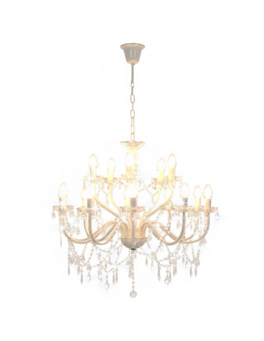 Candelabro a 2 Livelli Bianco 15 Lampadine E14