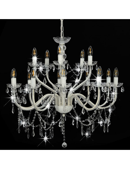 Candelabro a 2 Livelli Bianco 15 Lampadine E14