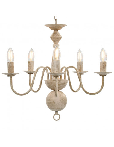 Candelabro Stile Anticato Bianco 5 Lampadine E14